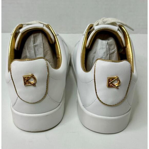 Donna Karan New York Women's Donna Lace Up Sneakers Shoes White/Gold Size 9.5M - Picture 5 of 8